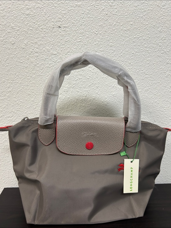 Longchamp Handbags - Longchamp Small  Brown Tote with Red Accents